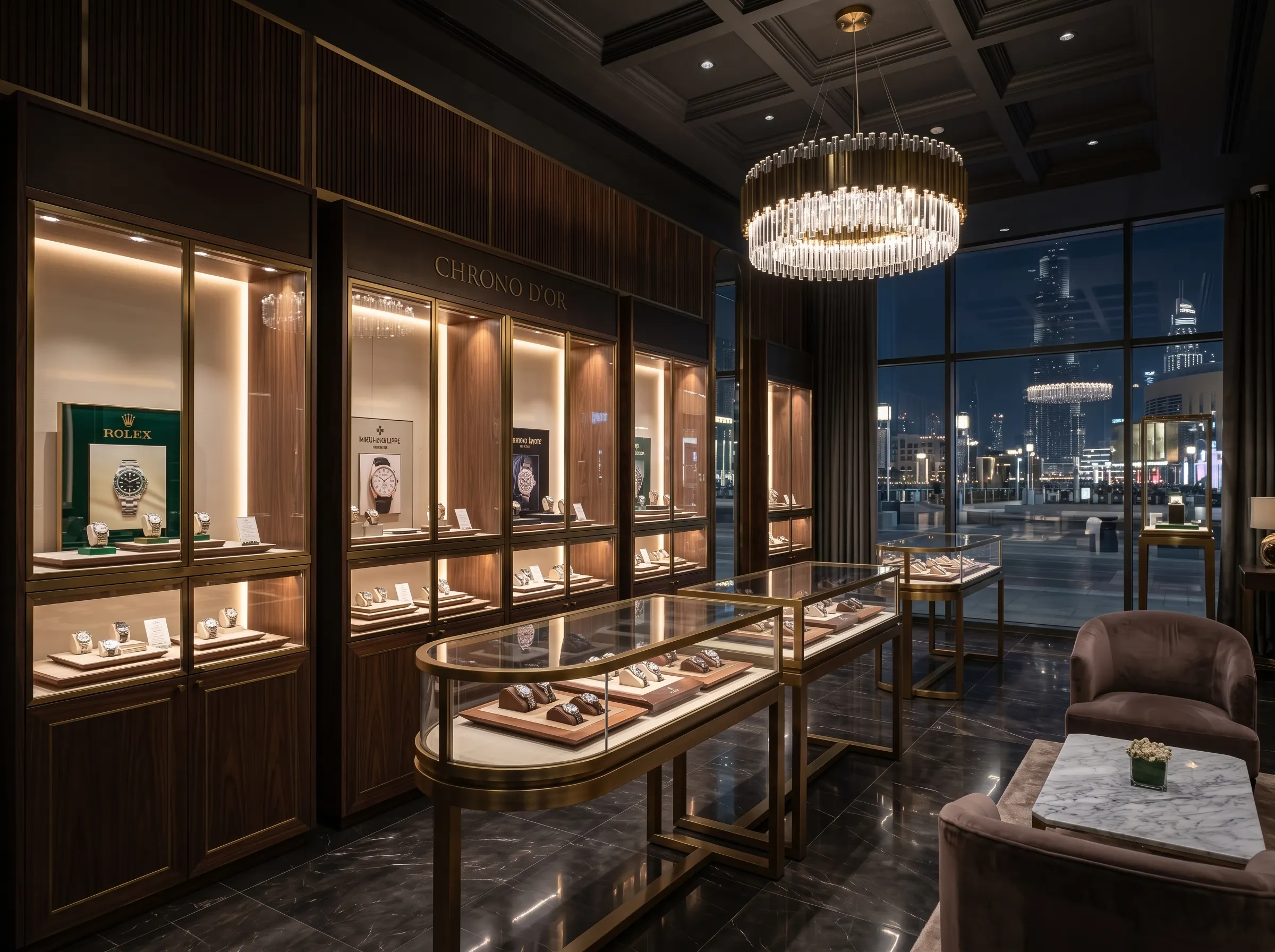 Luxury watch display fixtures Dubai